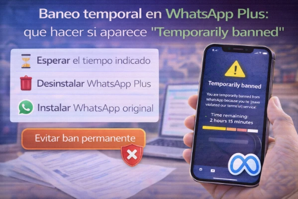 Baneo temporal en WhatsApp Plus: qué hacer si aparece “Temporarily banned”